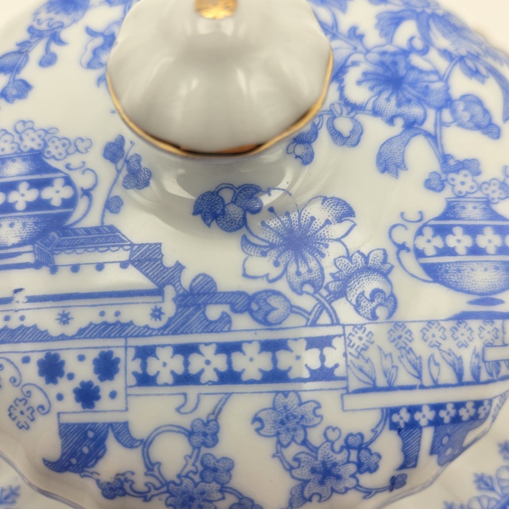 Vintage China Blau Bavaria Asian Pattern Blue & White Butter Dish Germany - Picture 7 of 14